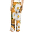 thumbnail image 3 of Naloa White Floral and Butterflies Print Women’s Ultra-Soft Comfy Pajama Lounge Pants with Pockets & Drawstring, 3 of 8