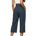 thumbnail image 5 of VBVC Women's High Waisted Cropped Pants , Summer Business Straight Trousers For Women , Ladies' Pleated Front Work Bottoms with Pockets, Dark Gray , S-2XL, 5 of 6