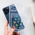 thumbnail image 5 of Heart Phone Case Compatible with iPhone 12, Clear Holographic Love Heart Pattern Cute Case with Card Holder Soft Cover,6.1 Inch, 5 of 7