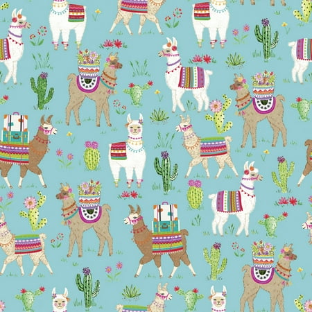 JAM Paper Industrial Bulk Wrapping Paper, 1/Pack, Dolly Llama Gift Wrap, 416 Sq Ft (1/4 Ream)