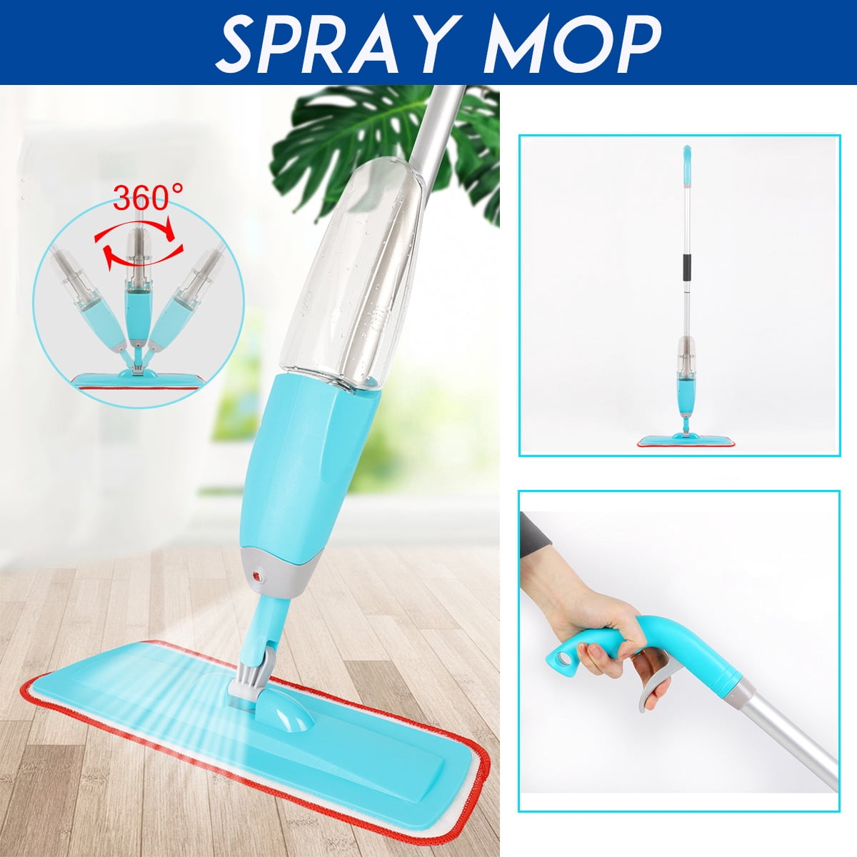 Reusable Spray Floor Mop Microfiber Dry Wet Home Cleaning