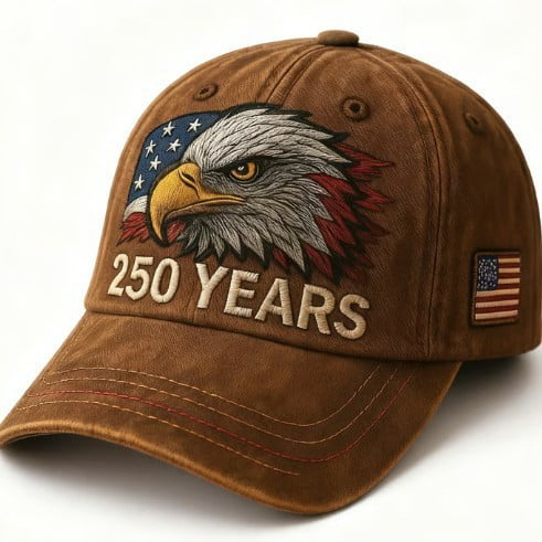 250th Anniversary USA Hat, Flag & Eagle Printed Baseball Cap Patriotic Tribute To 1776-2026 Gift for History Enthusiasts & Patriots, Celebration Events