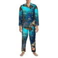 thumbnail image 3 of Hirioo Underwater Fish Turtle for Men's Pajama Sets 2 Piece Pjs Men's Long-Sleeved Pajama Set Button Down Sleepwear,S-XXL-Large, 3 of 7