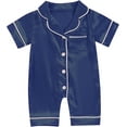 thumbnail image 2 of Favoffer Summer Infant Boys & Girls Silk Pajamas Romper Newborn Short Sleeve Onesie, Airy Soft Sleepwears for Sleep/Home/Play/Naptime 0-3Y, 2 of 4