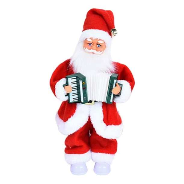 Lindo juguete de Papá Noel que se balancea y se mueve, muñeco de exhibición, figuras eléctricas Acordeón