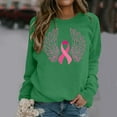 thumbnail image 2 of QATAINLAV T-Shirts à Manches Longues pour Femmes Sensibilisation au Cancer du Sein Hauts Mode Ruban Rose Imprimé Col Rond Chandails en Molleton Tenues d'Automne Vert TTG 50 pour Cent de Réduction Aujourd'hui, 2 of 6