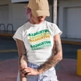 thumbnail image 2 of Badminton, Groovy Retro Wavy Text Merch Gift, Tan T-Shirt, Small, 2 of 5