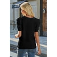 thumbnail image 5 of Wiholl Short Puff Sleeve Sweaters for Women Knit Tops 2026 Trendy Crewneck Striped T Shirts Casual Summer Blouses, 5 of 8