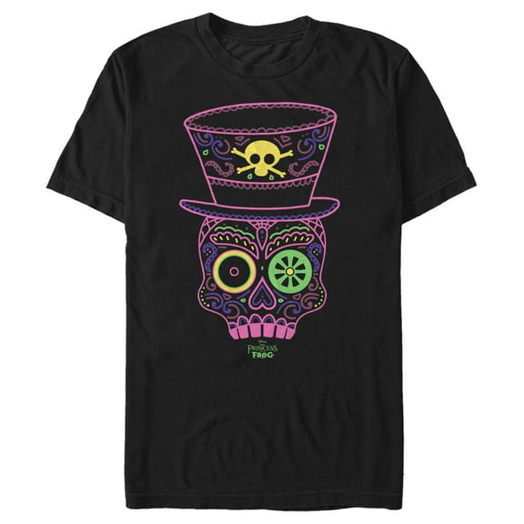 Men's The Princess and the Frog Pink Skull Movie Logo  Graphic T-Shirt