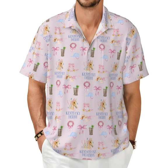 Kentucky Derby Hawaiian Shirt Vintage Mens Hawaiian Shirts Short Sleeve Button Down Shirt for Men S