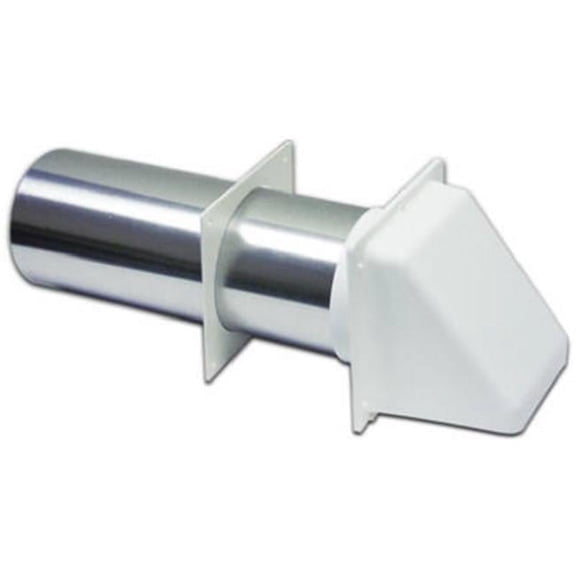 Lambro 222WS 3 In. Exhaust Wall Hood Vent, Removable Screen & Damper, White Plastic, 11 in. Tail Pipe - Quantity 1