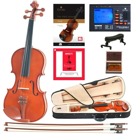Cecilio Full Size 4/4 CVN-200 Solid Wood Violin with D'Addario Prelude Strings, Lesson Book, Shoulder (Best Violin Under 200)