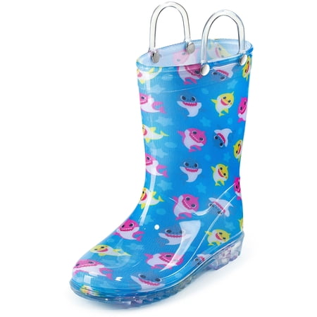 Nickelodeon Baby Shark Waterproof Rubber Rain Boots Easy-On Handles ...