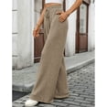 thumbnail image 2 of Cogild Womens Pants Ribbed Knit Wide Leg Solid Color Pants for Womens with Drawstring Waist for Comfort and Style, 2 of 8