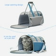 thumbnail image 4 of Foldable Pet Cats Carrier for Small Medium Pet Carriers up To15lbs, Soft- Sided Puppy Cat Bag Portable Travel Cat Bag,18x10x10 In,Light blue, 4 of 6