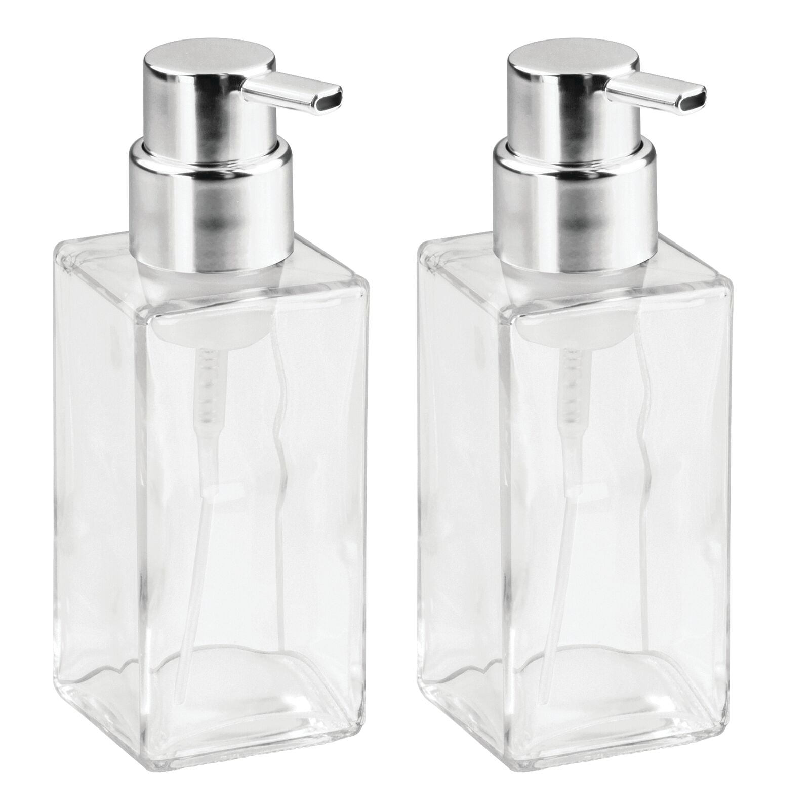2 Pack mDesign Glass Refillable Foaming Soap Dispenser Pump Clear/Soft Brass 