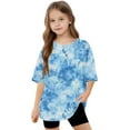 thumbnail image 4 of Frwgonr Girls Short Sleeve T-Shirts Soft Tie-Dye Tees Kids Tshirts Clothes Summer Tops T-Shirt Blue, Size 5-15 Years, 4 of 5