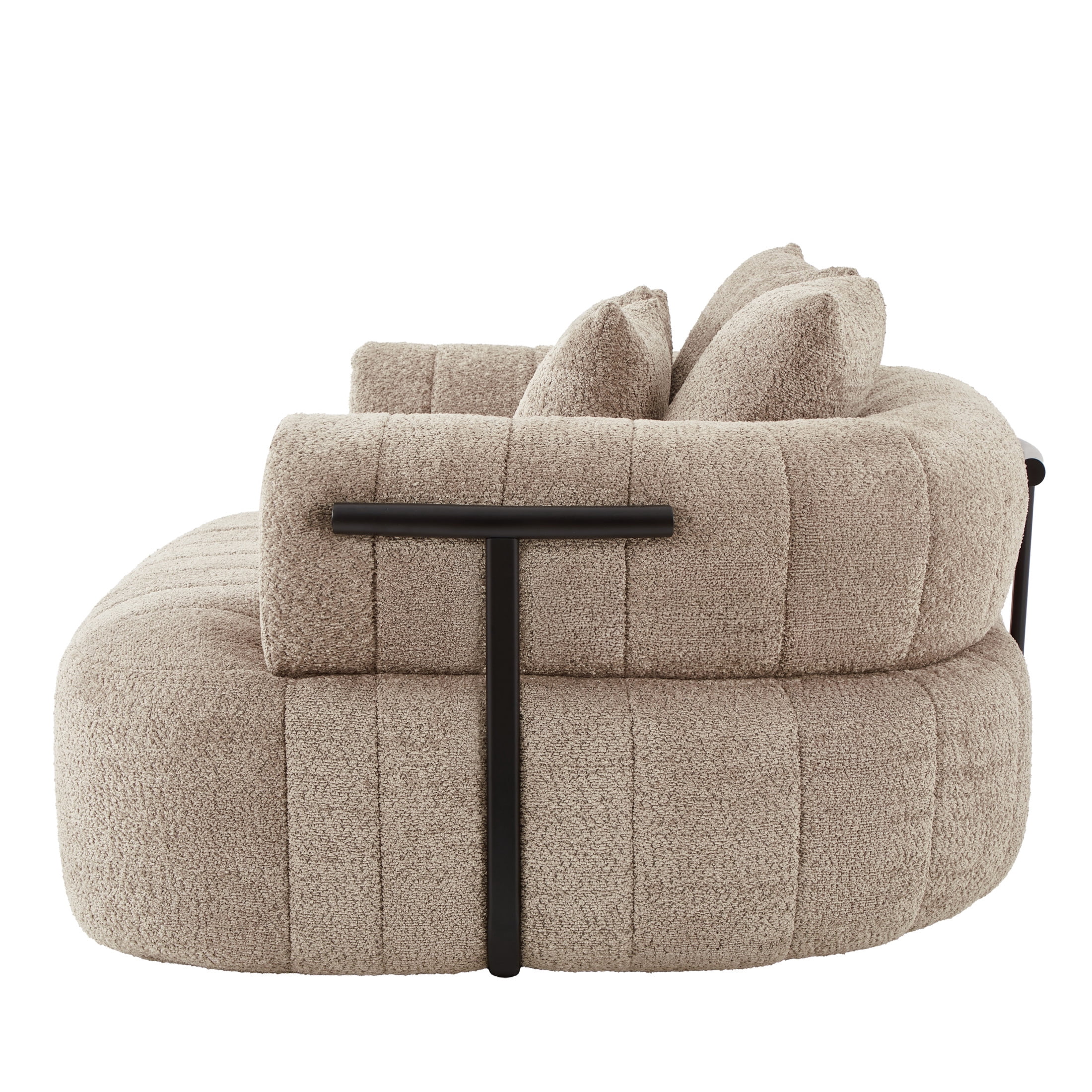 Noble House Quincia 64" Oversized Boneless Chaise Lounge with Boucle Upholstered, Cozy Comfy Cloud Sofa Bed, Khaki