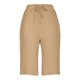 thumbnail image 4 of Pantalones cortos de lino de mujer hasta la rodilla y pierna ancha: pantalones de verano de cintura alta para la playa, cintura elástica, pantalones cortos informales para vacaciones con corte holgado, 4 of 5
