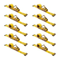 10 Pack 2'' x 12' Rocker Winder Ratchet Straps for E-Track - Tie Down Straps with 4,500 lbs BS - Self Ratcheting Strap for Boat, Jet Ski, ATVs - Yellow