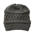 thumbnail image 2 of Dyfzdhu Women Solid Stitching Outdoor Warm Hats Crochet Knit Beanie Cap Peaked Gray, 2 of 5