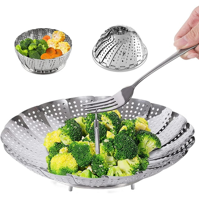 Vegetable Steamer Baskets Folding Expandable Steamer Inserts for Instant Pot Accessories, Safety Tool, Stainless Steel, Pressure Cooker, Pot in Pot, Food Steamer Cooking(fit pots for 6" to 10")