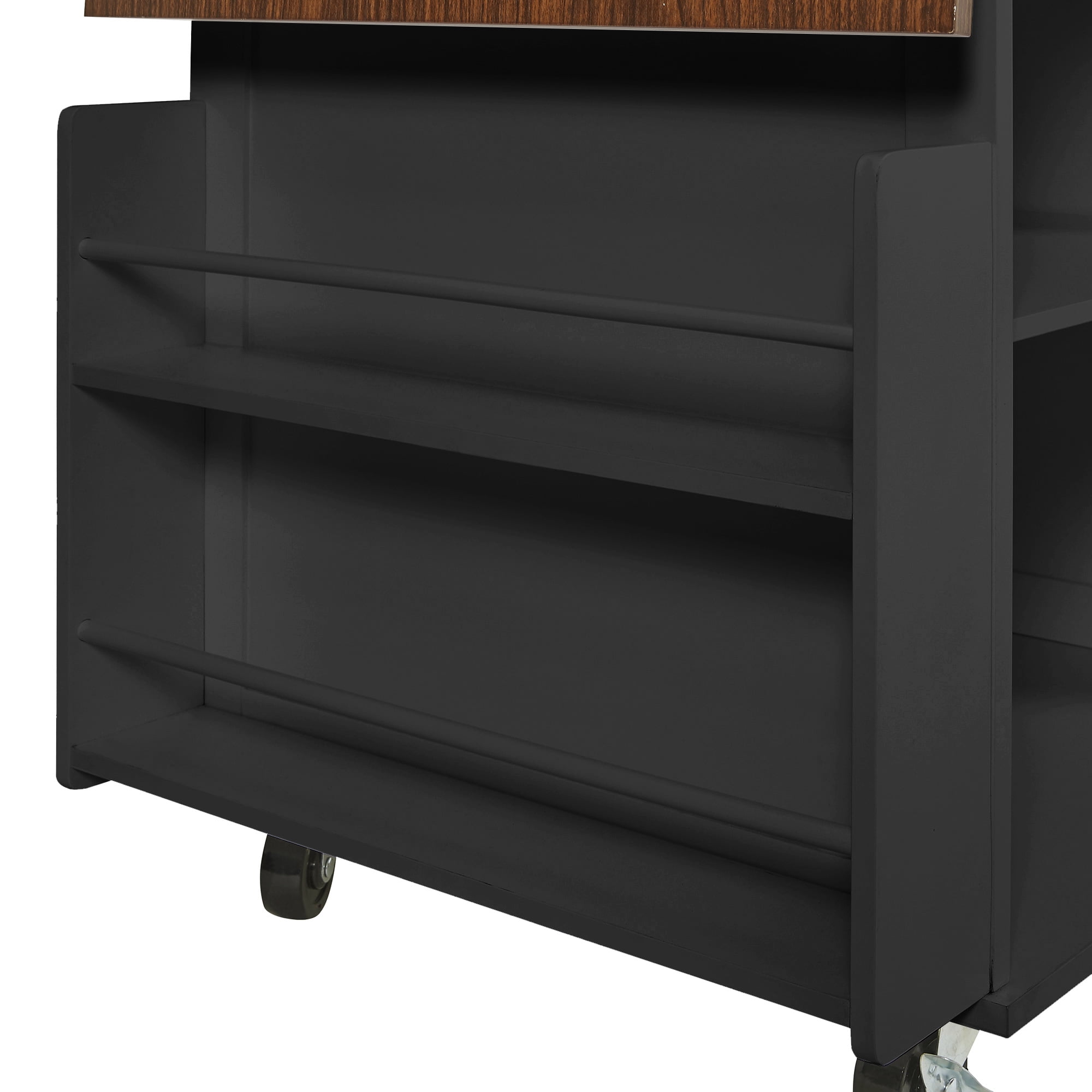 Aukfa 39" Rolling Kitchen Island with Drop Leaf, Mobile Kitchen Cart with Cabinet for Small Space, Black