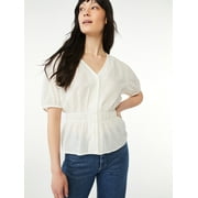 Free Assembly Women’s Cinched Waist V-Neck Top