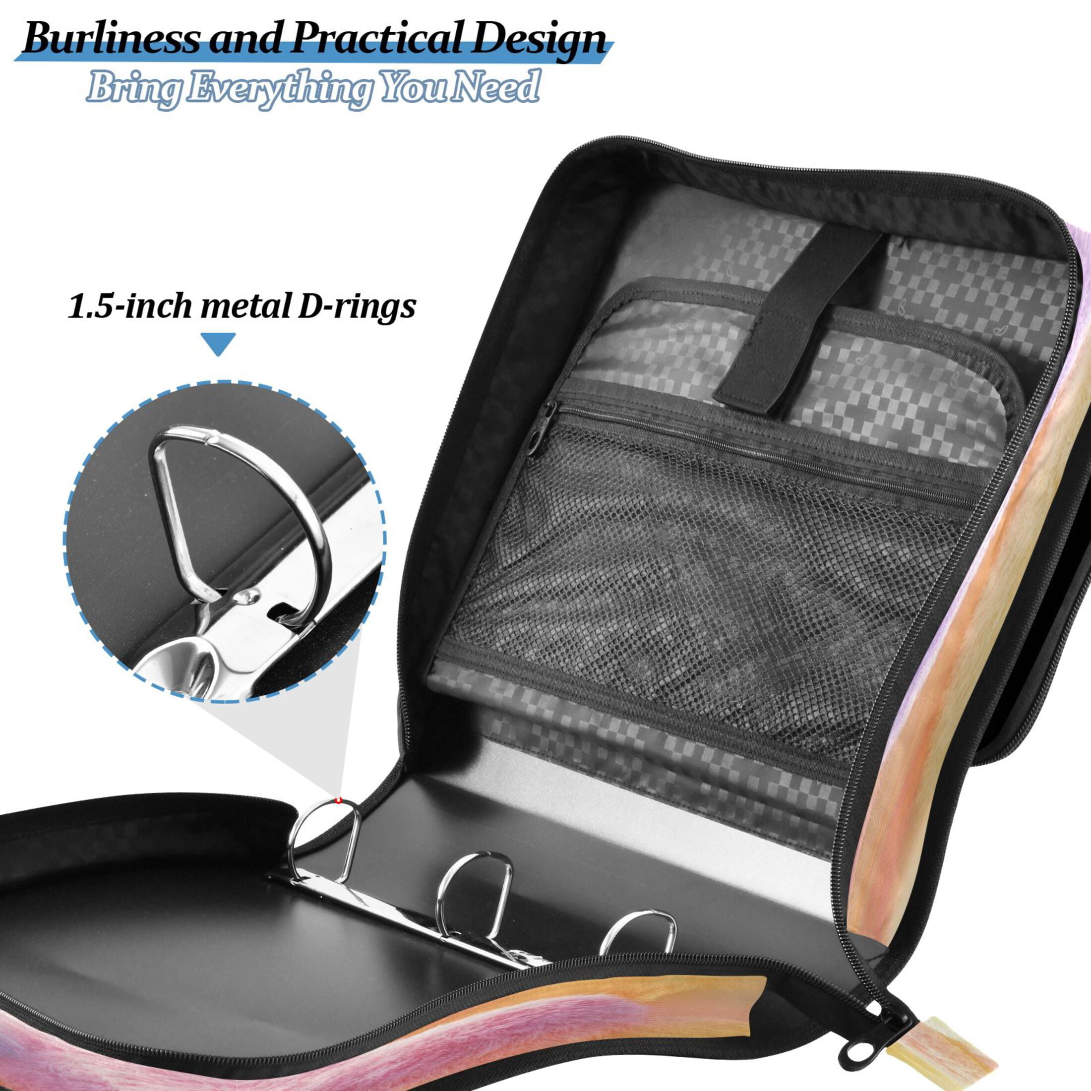 YAZAOO Zipper Binder trapper keeper Documents Organized Design Colorful Heart Pillows Printed