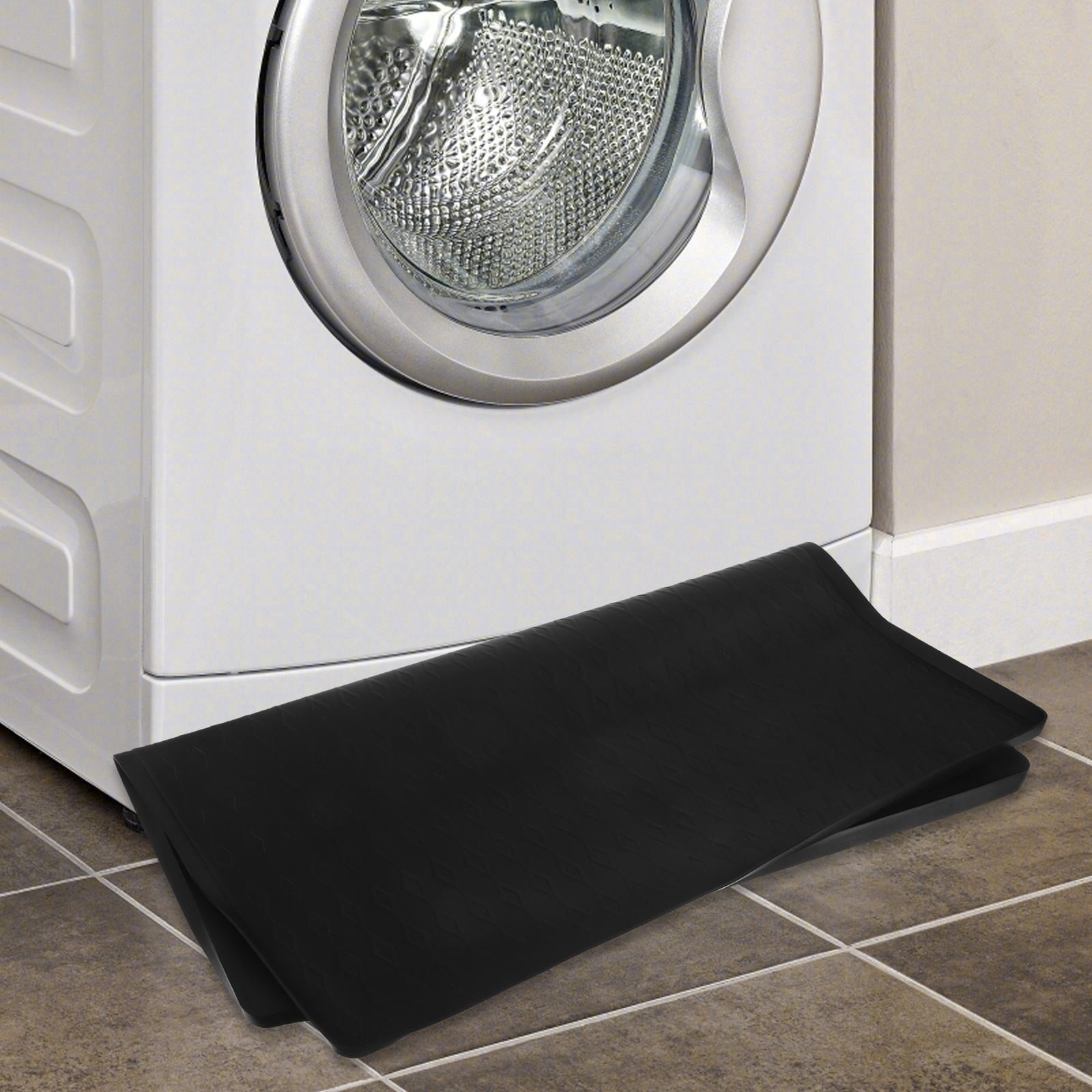 ETHZZLE Nonslip Silicone Protective Mat for Washer and Dryer, Black Laundry Room Floor Mat, and Water Resistant
