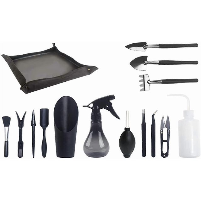 Set Of 14 Mini Plant Tools - For Bonsai - Pruner - Pruner - Mini Rake - String Trimmer