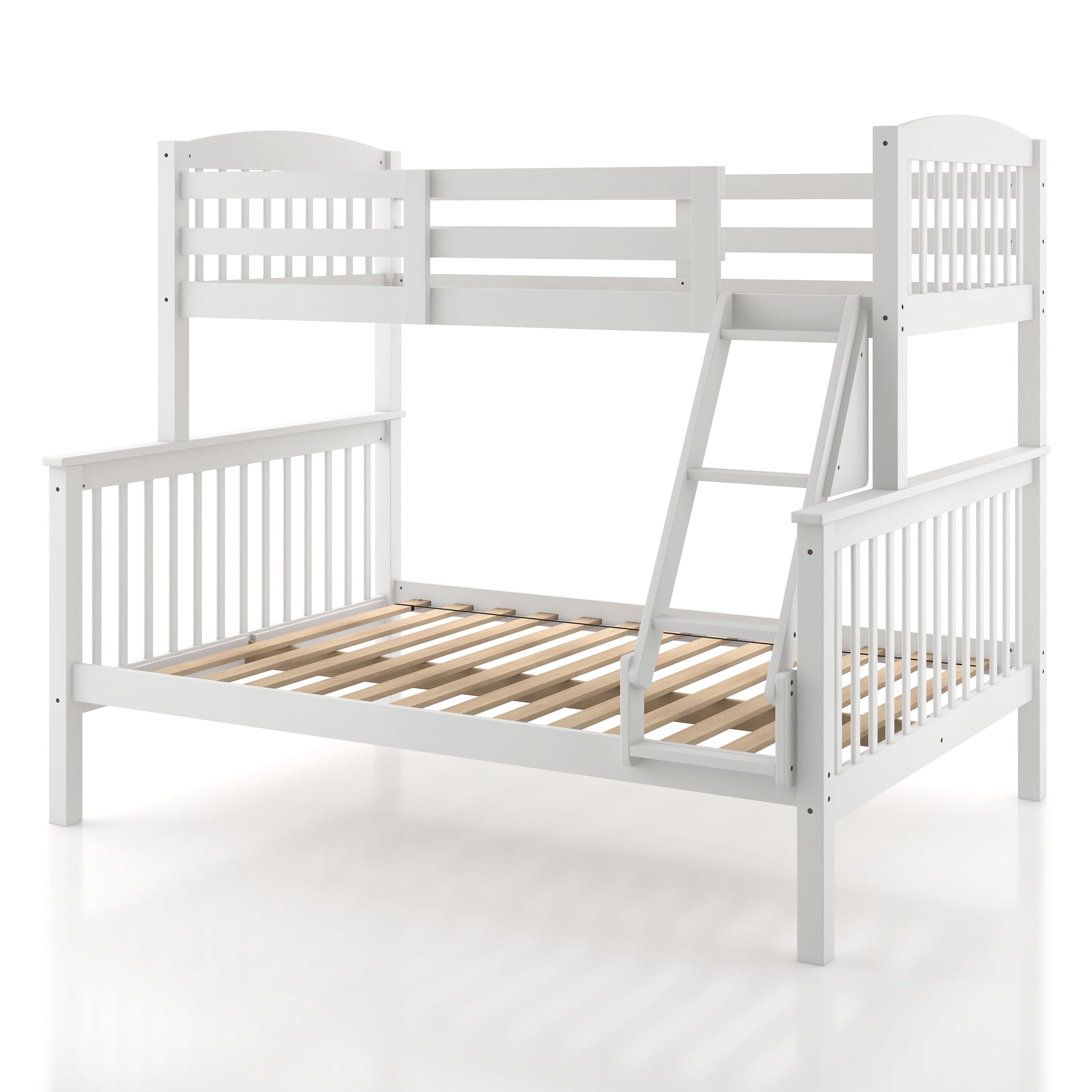 Furniture of America Aida Twin over Full Kids Wood White Bunk Bed with Ladder