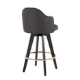 thumbnail image 6 of Lumisource Ahoy Contemporary 26" Fixed-Height Counter Stool with Black Wood Legs and Round Gold Metal Footrest with Charcoal Fabric Seat - Set of 2, 6 of 8