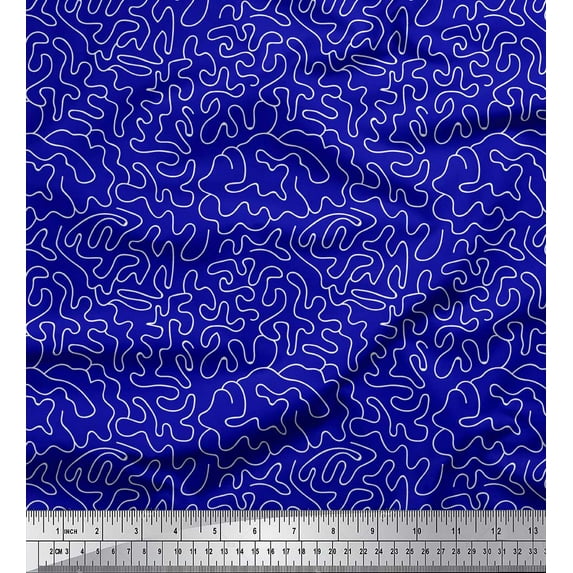 Soimoi Blue Cotton Voile Fabric Abstracts Abstract Print Fabric by the Yard 42 Inch Wide