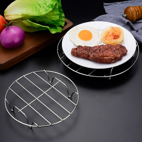 SEWCHICS 2pcs Baking and Cooling Rack Stainless Steel Round Kitchen Utensil for Restaurant Use