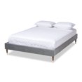 thumbnail image 2 of Baxton Studio Volden Glam and Luxe Charcoal Velvet Fabric Upholstered King Size Wood Platform Bed Frame with Gold-Tone Leg Tips, 2 of 9
