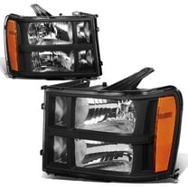 DNA Motoring For 07-13 GMC Sierra 1500 2500 3500 OE Style Black Amber Headlight Lamps Pair