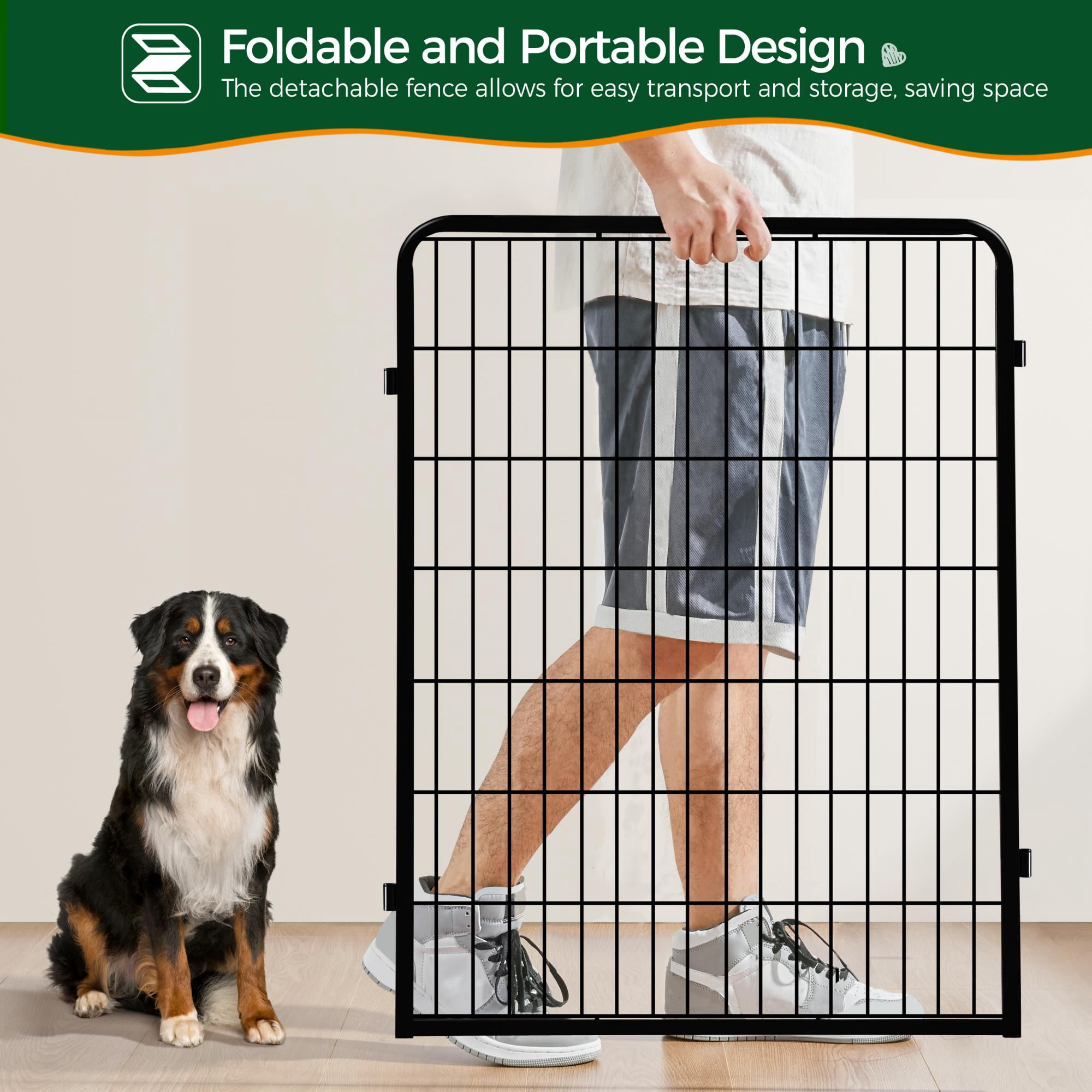 Alden Design 39.5″ H 24 Panels Dog Playpen with Door, Black