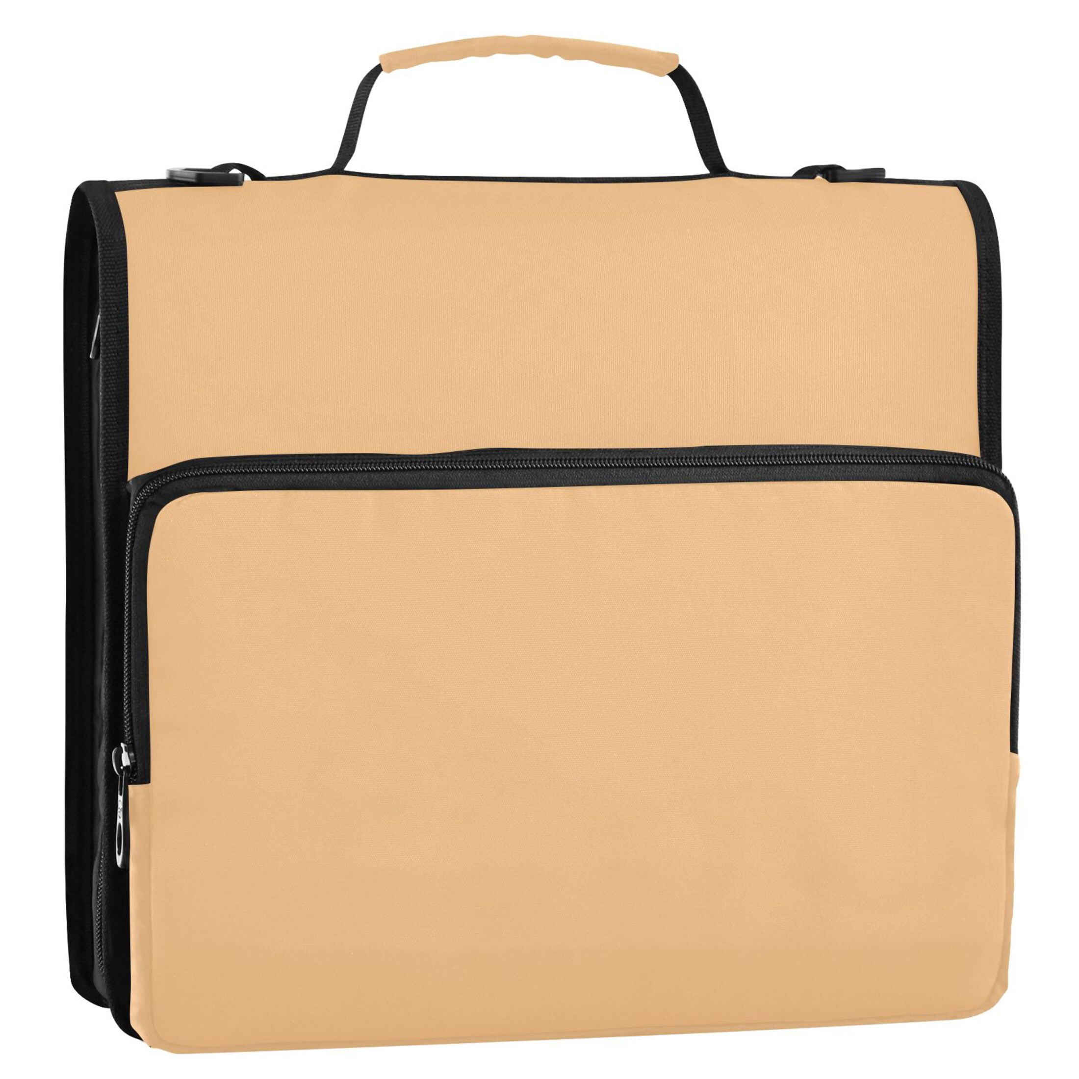 3 Ring Zipper Binder with Shoulder Strap Waterproof Trapper Keeper 2 Inch D-Ring 500 Sheets Capacity Pale Orange