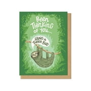 Cute Sloth Greeting Card – "Been Thinking of You" – Hang in There Bud – Perfect for Encouragement, Friendship, and Support – Includes Envelope