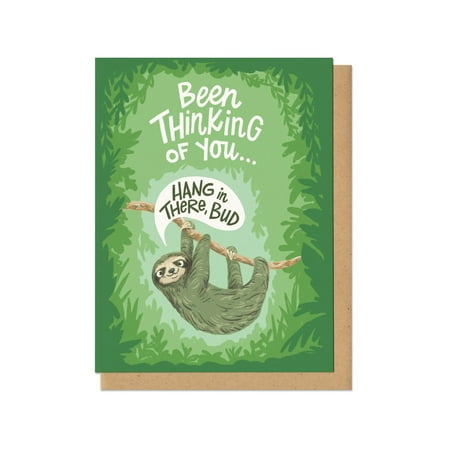 Cute Sloth Greeting Card – "Been Thinking of You" – Hang in There Bud – Perfect for Encouragement, Friendship, and Support – Includes Envelope