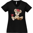 thumbnail image 3 of Inktastic Baseball Teddy Bear Women's Plus Size V-Neck T-Shirt, 3 of 5