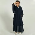 thumbnail image 2 of IBTOM CASTLE Kids Girls Muslim Abaya Dress Long Sleeve Chiffon Islamic Kaftan Robe Open Front Cardigan Prayer Dress with Hijab 13-14 Years Black, 2 of 8