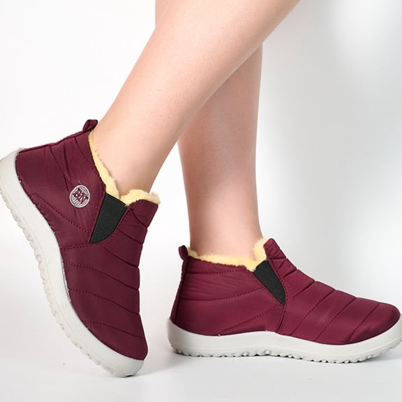 Weloille Women's Shoes Snow Boots Winter Low Snow Boots Thick Bottom Snow Boots Women Water Proof Non-slip Padded Thickening Warm Cotton Shoes Plus Size Women's Shoes
