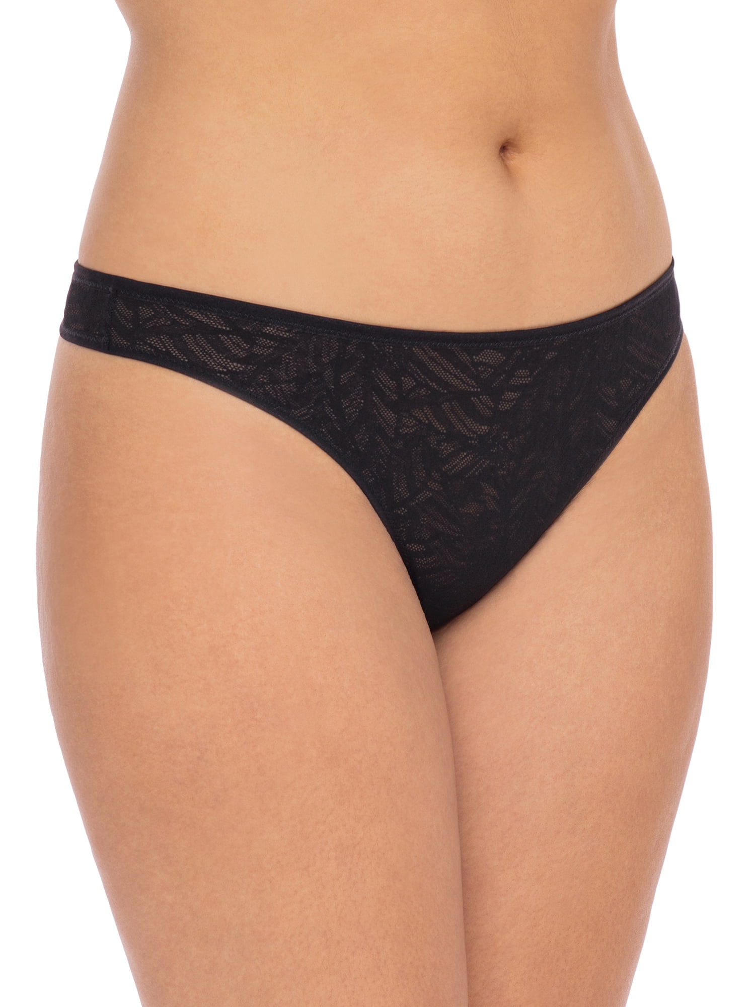 Secret Treasures Lace Leaf Silhouette Nylon Spandex Thong Panty (Women's) 4 Pack