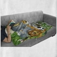 thumbnail image 6 of Animal Soft Flannel Fleece Throw Blanket, Animals in Jungle Giraffe Panda Bear Pig Lion Hippo Animation Cartoon Art, Cozy Plush for Indoor and Outdoor Use, 70" x 90", Multicolor, by Ambesonne, 6 of 6