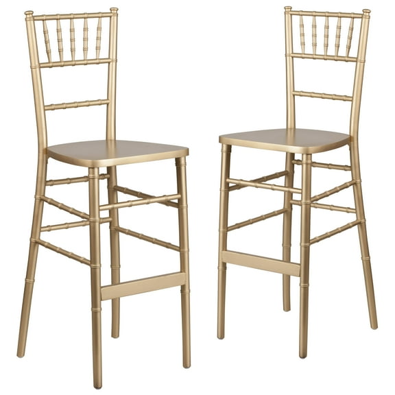 Flash Furniture 2 Pack HERCULES Series Gold Wood Chiavari Barstool