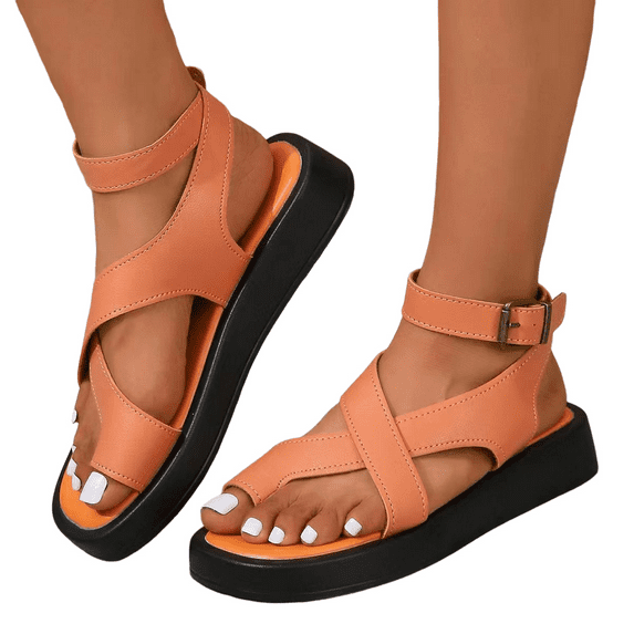 Women's platform platform sandals retro heightening flat toe high top Roman style