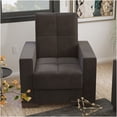 thumbnail image 4 of Brown Microfiber Convertible Armchair with Storage, Upholstered Sleeper Chair for Small Spaces, 4 of 8