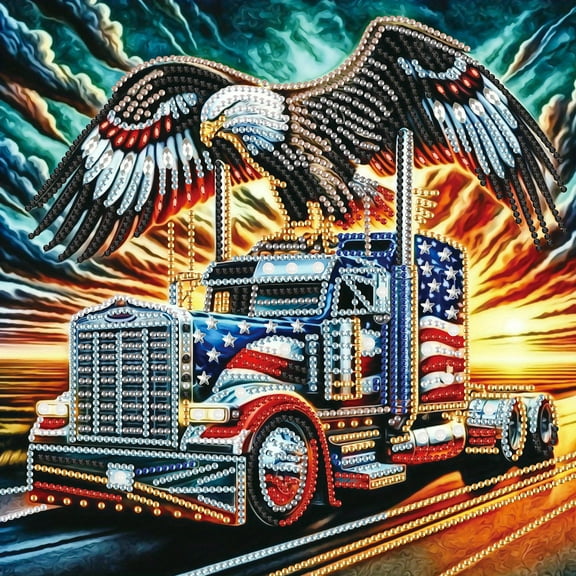 5D DIY Diamond Art Painting Kit, National Flag Eagle Independence Day Special Shape Diamond Canvas, that can decompress and relax and can be used for home wall decoration